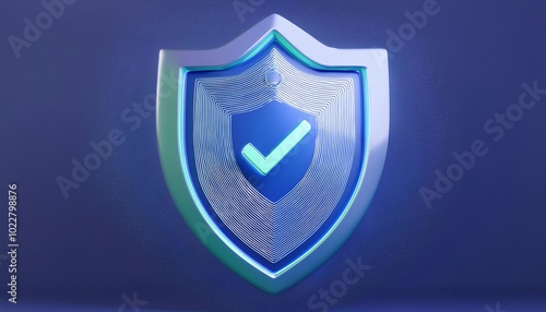 A sleek digital shield featuring a blue checkmark, symbolizing security and trust in the digital realm.