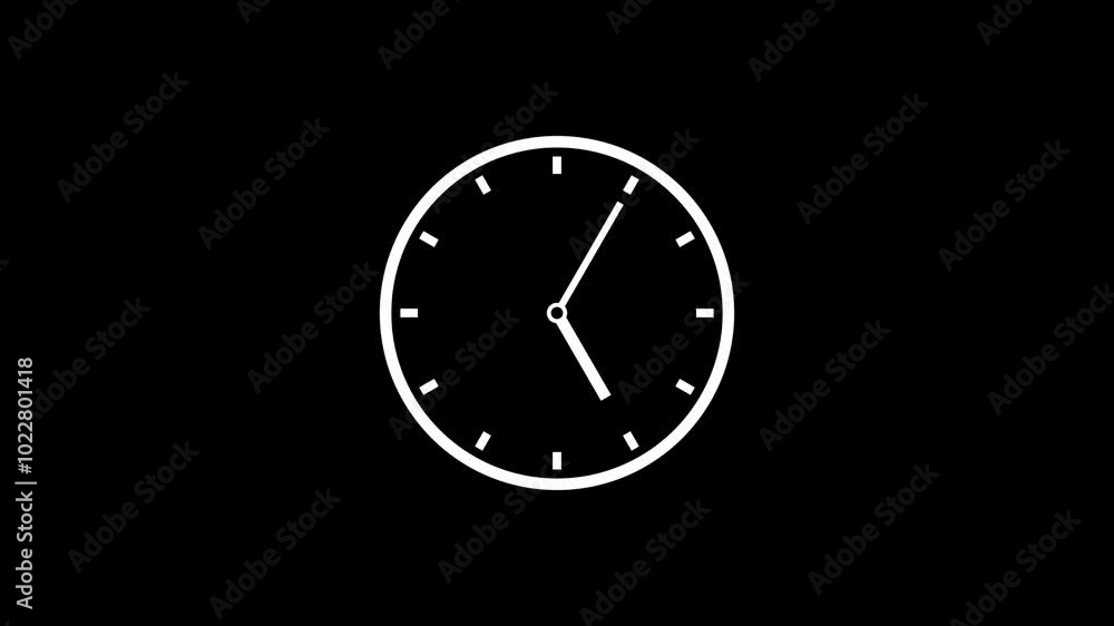 Abstract spinning clock icon animation on black background.