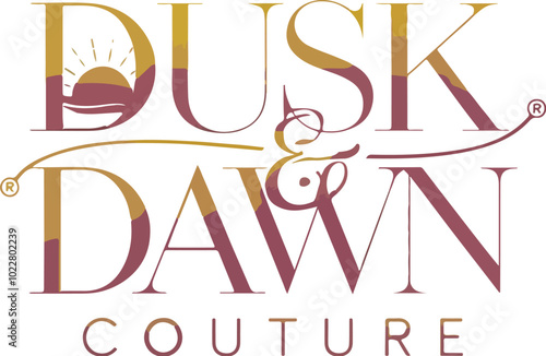 Clothing store logo design in the style of lettermark named Dusk & Dawn Couture. Generative AI.