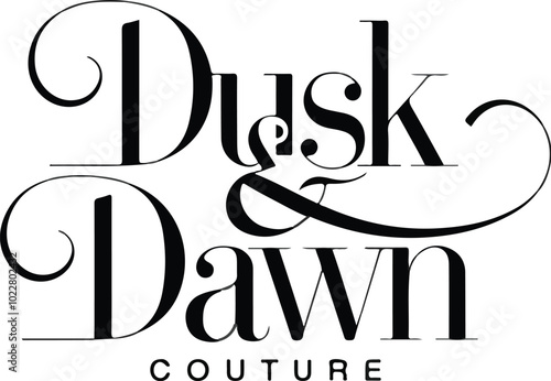 Clothing store logo design in the style of lettermark named Dusk & Dawn Couture. Generative AI.