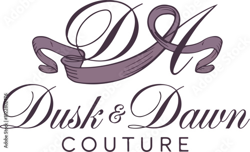 Clothing store logo design in the style of lettermark named Dusk & Dawn Couture. Generative AI.