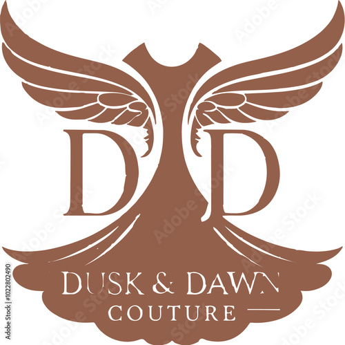 Clothing store logo design in the style of lettermark named Dusk & Dawn Couture. Generative AI.