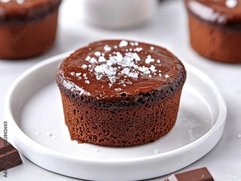 A sumptuous velvety chocolate soufflé enhanced with a touch of sea salt A sumptuous velvety chocolate soufflé enhanced with a touch of sea salt