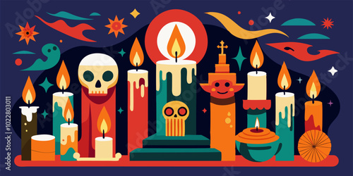 Festive all souls day celebration with candles and artistry for commemorative design