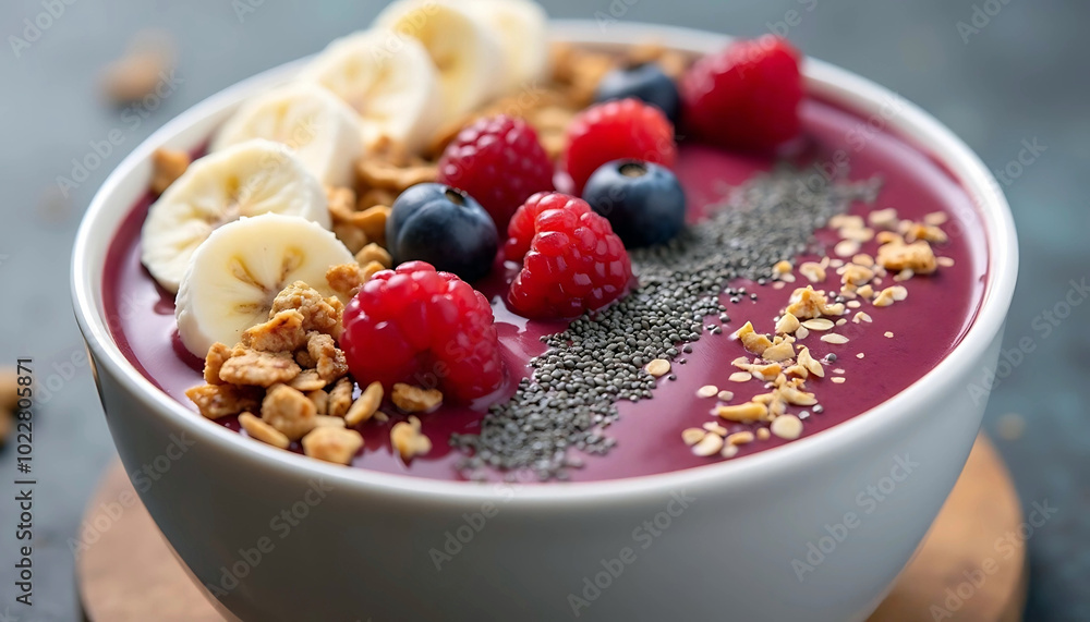 Berry Acai Bowl with Granola and Chia Seeds Berry Acai Bowl with Granola and Chia Seeds