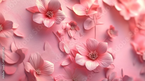 Fototapeta Naklejka Na Ścianę i Meble -  3D design of a pink floral mural wallpaper