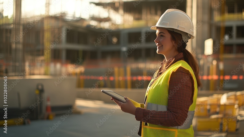 Fototapeta premium The Woman at Construction Site
