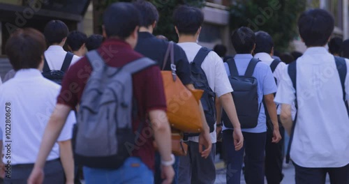 A slow motion of walking office worker at the business town in Tokyo telephoto shot