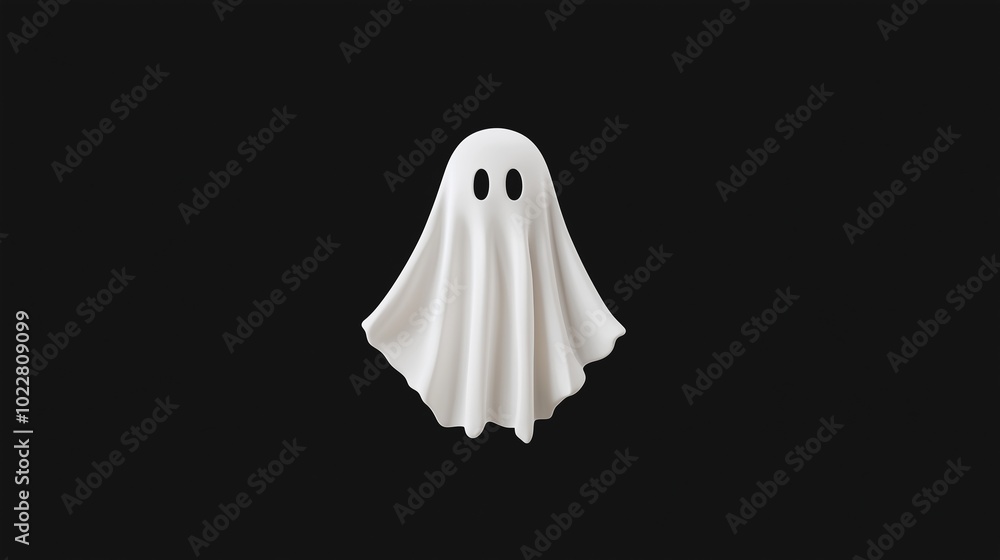 Stylized ghost icon, set against a black background, giving a playful and spooky Halloween feel. Halloween concept. Stylized ghost icon, set against a black background, giving a playful and spooky Halloween feel. Halloween concept.