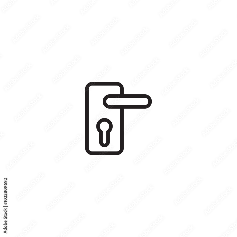 Door handle icon. Handle and lock. Door hardware. Door handle with keyhole. Simple line art handle. Door handle icon. Handle and lock. Door hardware. Door handle with keyhole. Simple line art handle.