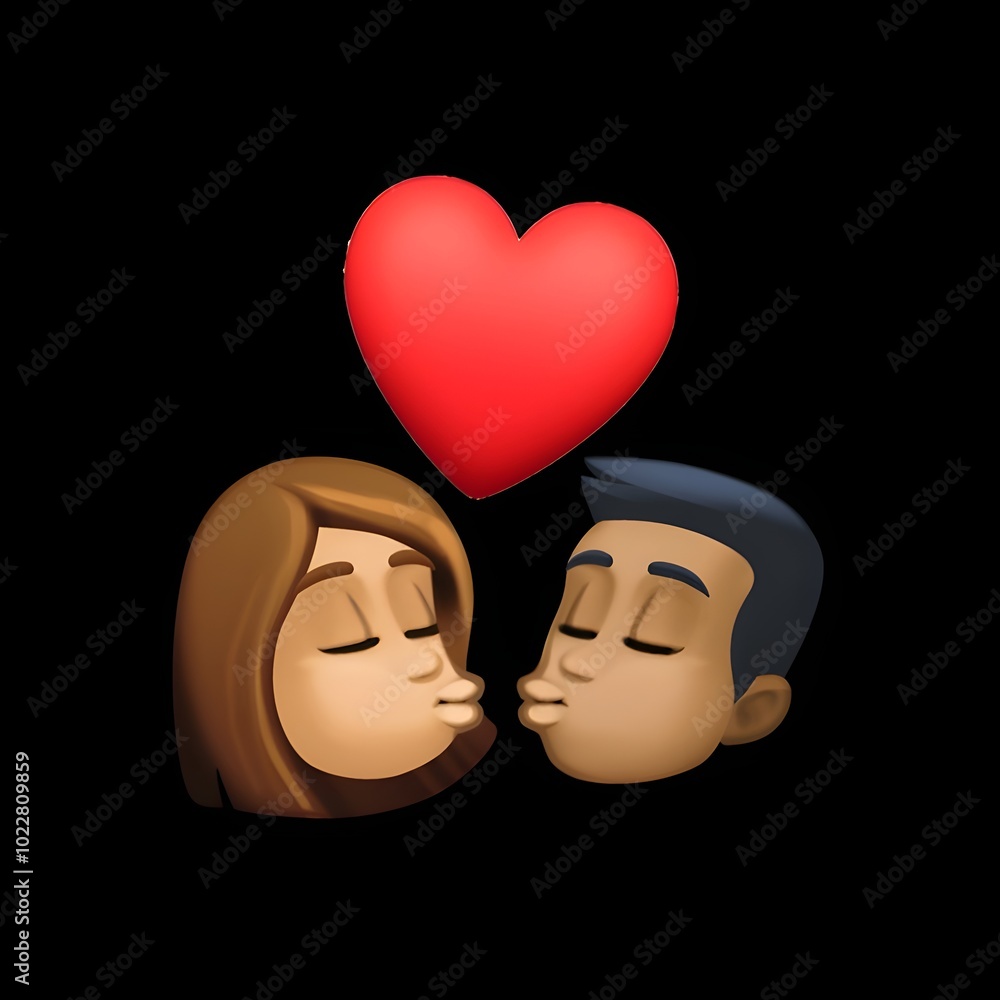 Kissing Couple with Heart Emoji Kissing Couple with Heart Emoji