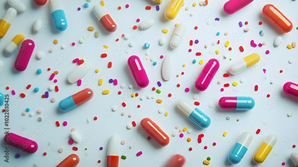 Colorful pills and capsules on white background Colorful pills and capsules on white background