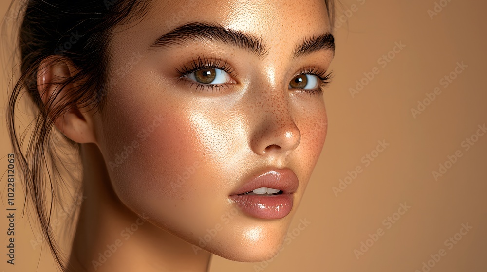Smooth Woman's Face with Radiant Skin Close-Up Smooth Woman's Face with Radiant Skin Close-Up