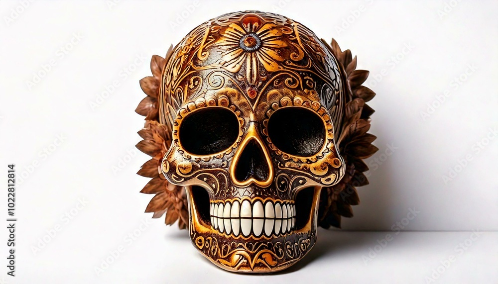 Mexican skull tradition isolated on white background Mexican skull tradition isolated on white background