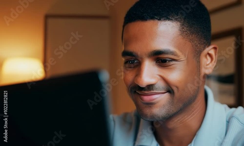 Cuban Man Engaging with Online Community Forum on Laptop