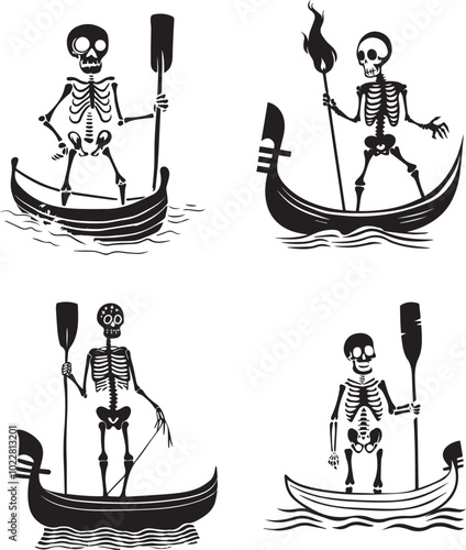 Skeletons Rowing Boats