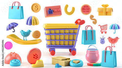 Refund Icons online shopping 3D photo