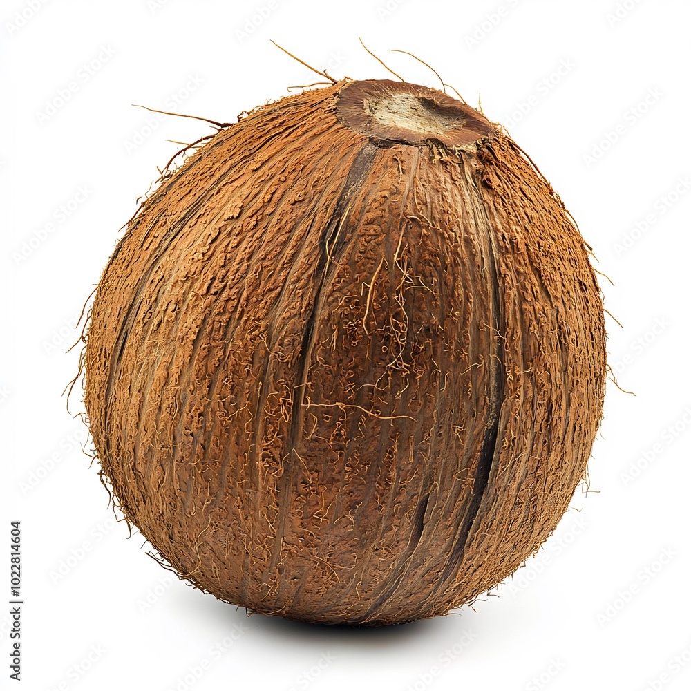 A fresh coconut on a white background. A fresh coconut on a white background.