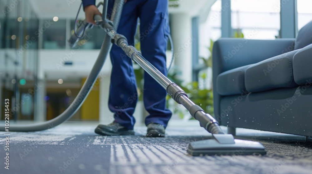 Fototapeta premium Vacuuming the Office Floor