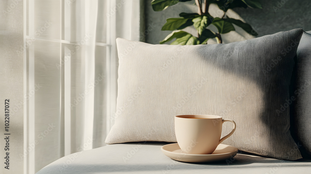Cozy Morning Coffee in a Minimalist Living Room