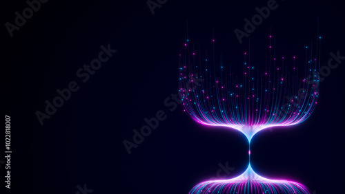 Big data artificial intelligence machine learning neural network flow complex information science innovation technology data analysis visualization cyberspace future. 3d rendering.