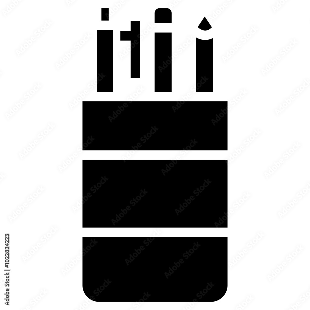 Pen Case Icon, Black And White Outline Icon Symbol Pen Case Icon, Black And White Outline Icon Symbol