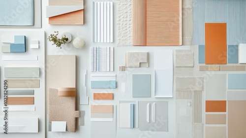 Modern Design Materials Arrangement on White Background
