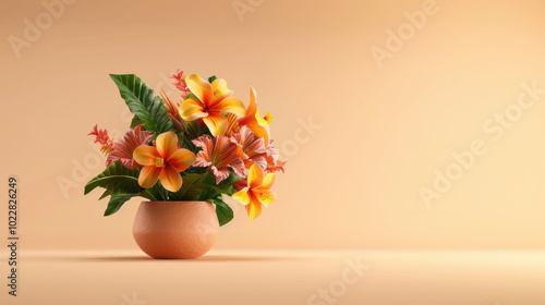 Wallpaper Mural Orange and Yellow Flowers in a Terracotta Pot Torontodigital.ca