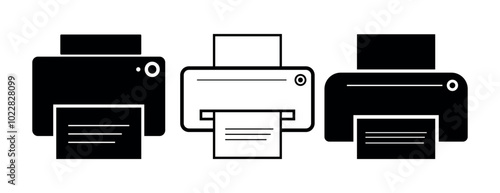 Simple Printer Icon Pack for UI/UX and Web Design, Minimalist Printer Line Icons for Office and Digital Use.