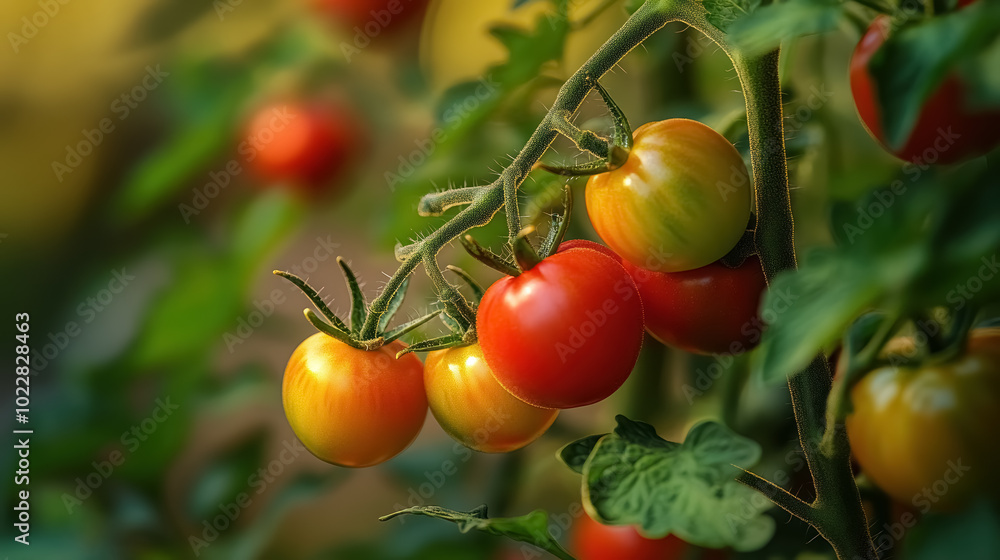 Sunlit Tomato Vine in a Garden at Golden Hour Sunlit Tomato Vine in a Garden at Golden Hour