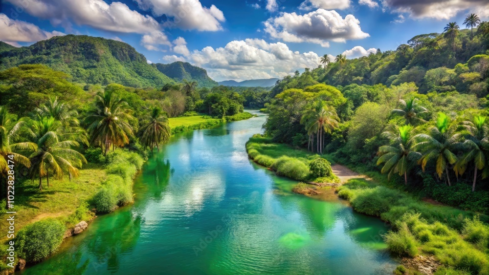 Tranquil Views of the Almendares River Flowing Through Lush Greenery in Cuba's Scenic Landscape Tranquil Views of the Almendares River Flowing Through Lush Greenery in Cuba's Scenic Landscape