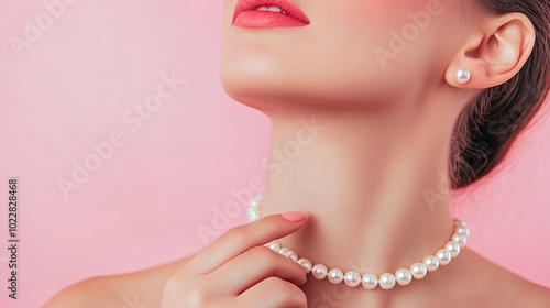 Elegant Portrait of Woman with Pearl Jewelry