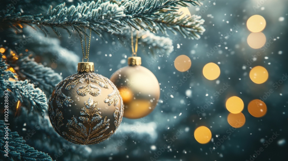 The Golden Ornaments on Tree The Golden Ornaments on Tree