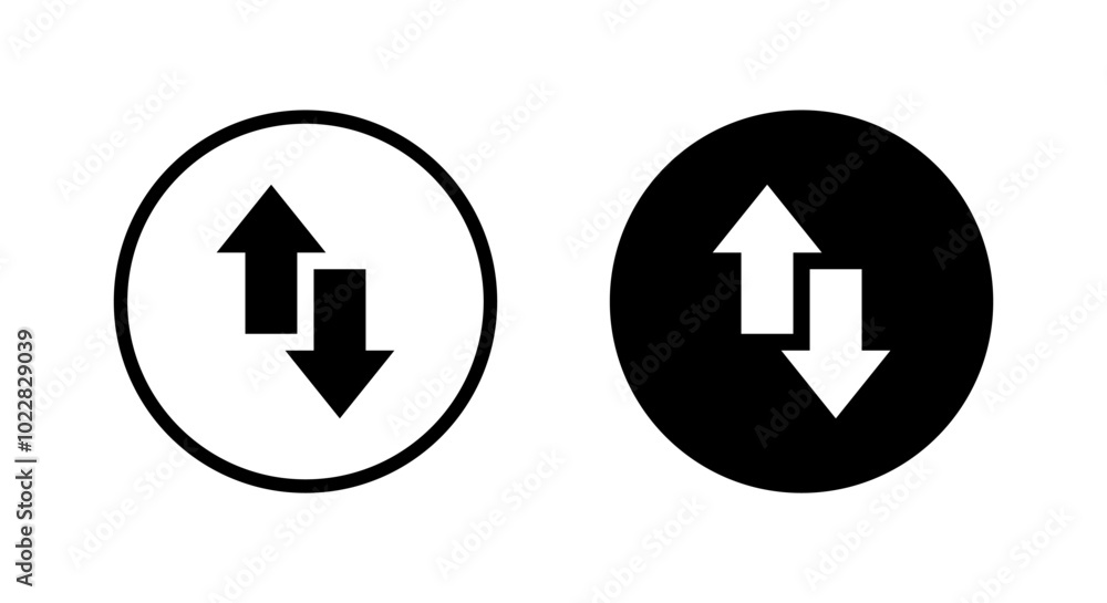 Up down arrow icon on black circle Up down arrow icon on black circle