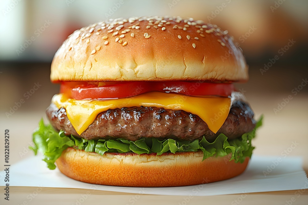 Juicy Cheeseburger with Fresh Ingredients Juicy Cheeseburger with Fresh Ingredients