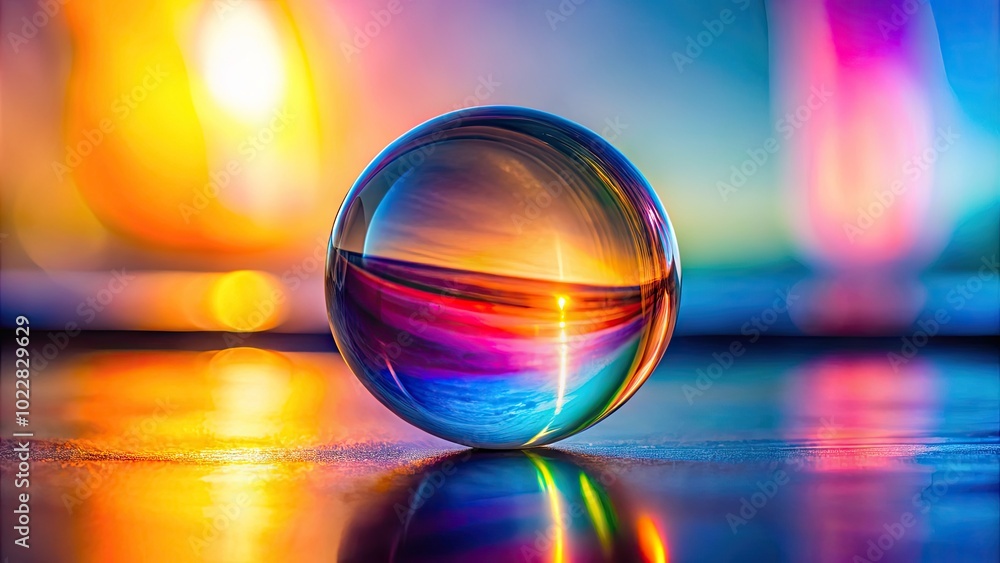 Transparent Clear Ball on a Soft Surface Reflecting Light and Shadows in a Minimalist Style Transparent Clear Ball on a Soft Surface Reflecting Light and Shadows in a Minimalist Style
