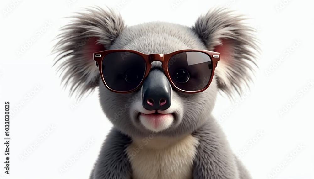 Cool looking koala wearing sunglasses banner with space for text Posing animal Cool looking koala wearing sunglasses banner with space for text Posing animal