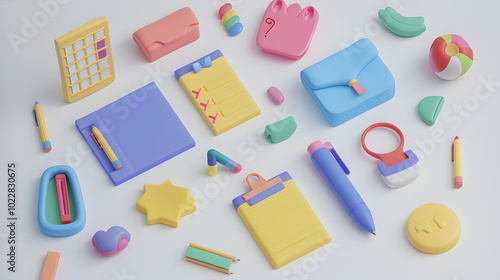 Sticky notes icons Stationaries 3D