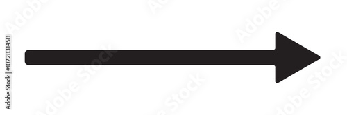 black large forward or right pointing solid long arrow icon sketched as vector symbol. Thin black arrow pointing right. Long, straight-line arrow icon in white. Graphic illustration for direction icon