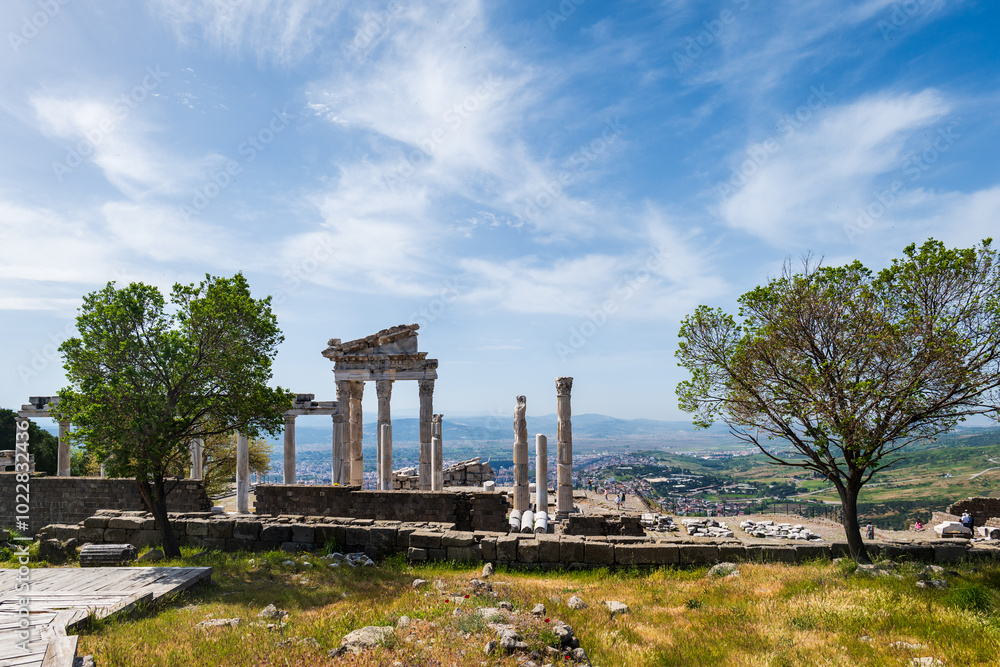 Fototapeta premium Temple in Pergamon ancient city archaeological site in Bergama, Turkey