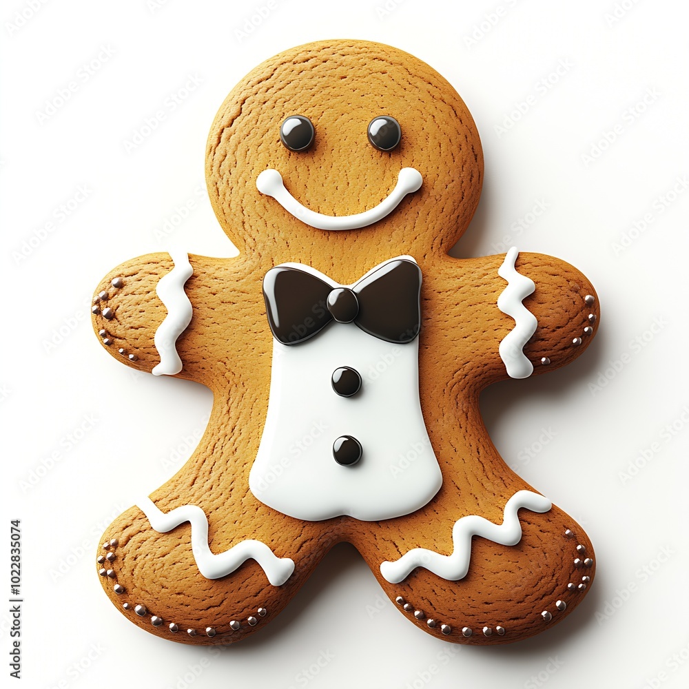 Obraz premium gingerbread man top view without decor, white background, realistic : Generative AI