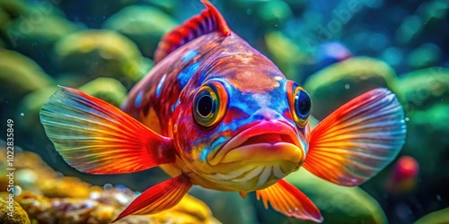 Unique Four-Eyed Fish Swimming in Clear Water, Showcasing Its Distinctive Features in Nature photo