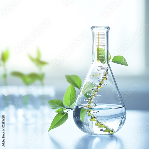 Nature and science combined with plant biochemistry and DNA structures. photo