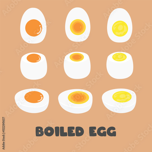 Boiled egg clipart. Egg dish vector. Food clipart. Flat vector in cartoon style isolated on white background.