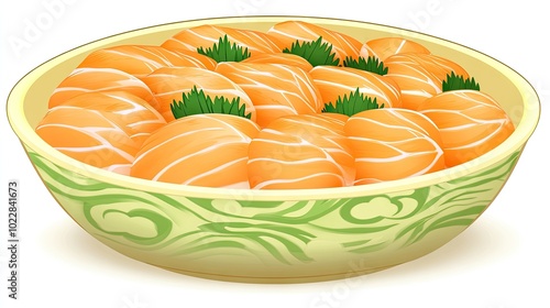 Elegant presentation of juicy sashimi on a dish, with copy space for branding, menus, or culinary promotions.