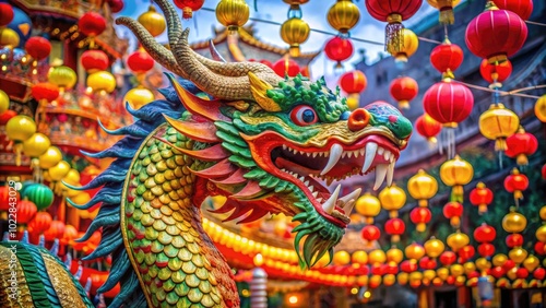 Wallpaper Mural Vibrant 2024 Dragon Year Celebration with Colorful Decorations and Festive Atmosphere in Background Torontodigital.ca