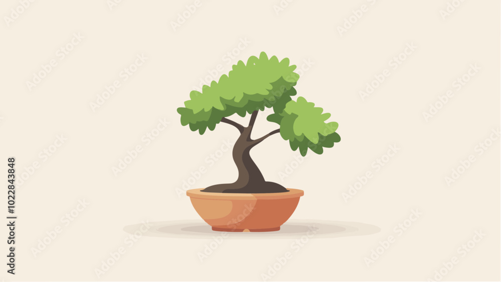 Minimalist Bonsai Tree in Simple Vector Art Minimalist Bonsai Tree in Simple Vector Art