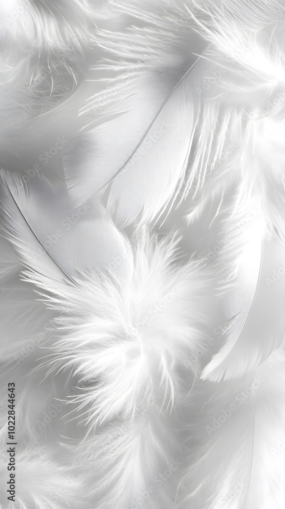 Obraz premium White feather background, elegant texture, white feather pattern, white feather material