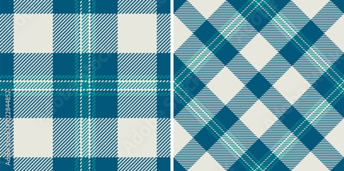 Textile fabric vector of pattern background check with a texture tartan seamless plaid. Set in sea colors. Decorative napkins for dinner parties.