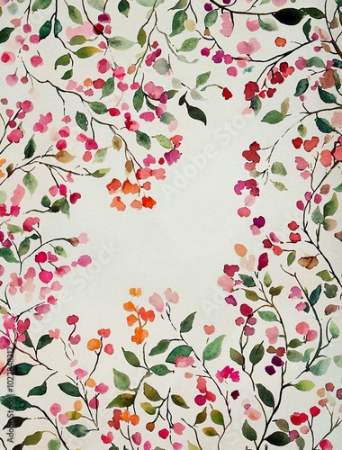 Wallpaper Mural Pastel Pink and Green Wildflowers with Floral Vines Torontodigital.ca